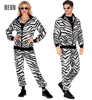 Unisex neonová disco šusťákovka z 80. a 90. let vzor zebra