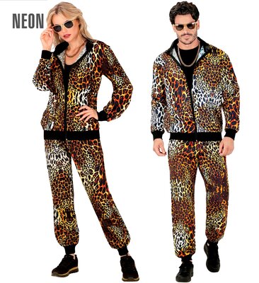Unisex neonová leopardí disco šusťákovka z 80. a 90. let