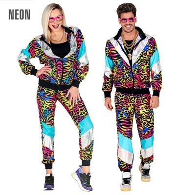 Unisex neonová tygrovaná disco šusťákovka z 80. a 90. let