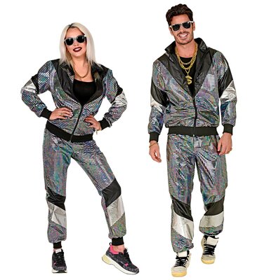 Unisex stříbrná disco šusťákovka z 80. let