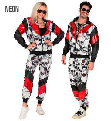 Unisex šusťákovka z 80. a 90. let s lebkami