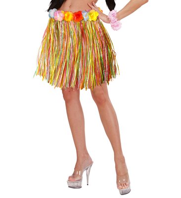Hawajská sukně s květinovým páskem multicolor 45 cm