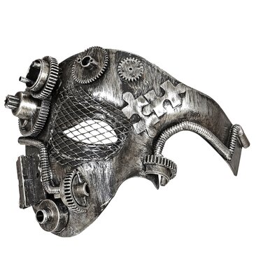 Poloviční maska Steampunk, stříbrná