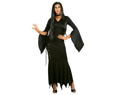 Dámský kostým čarodějnice/Morticia Addams, velikost M