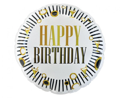 Foliový balónek s nápisem Happy Birthday, bílý