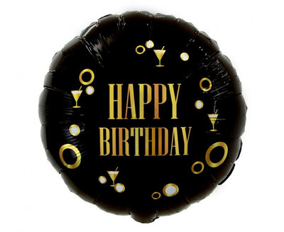 Foliový balónek s nápisem Happy Birthday, černý