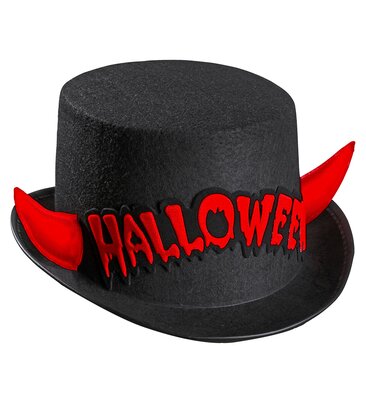 Černý klobouk Halloween s rohy