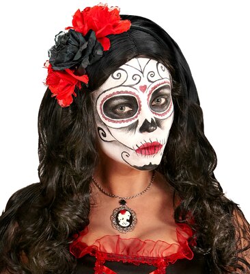 Dámská čelenka na Den mrtvých s třemi růžemi