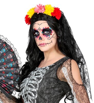 Dámská čelenka s květinami a závojem