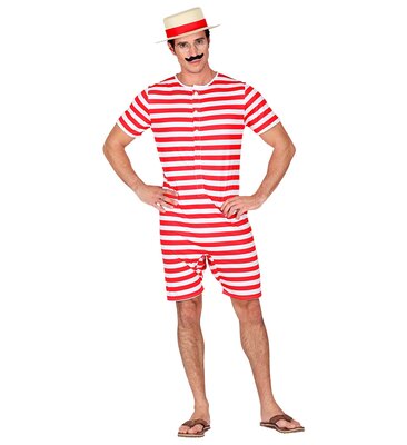 Pánský kostým retro plavky (overal), červený