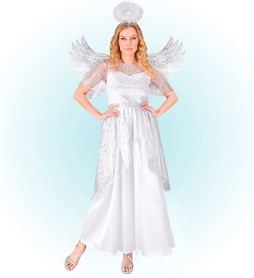 Dámský kostým anděla (šaty, křídla, svatozář)