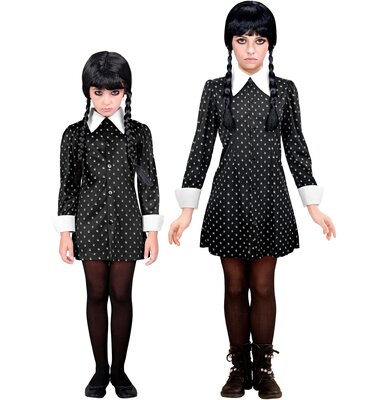 Dívčí šaty Wednesday Addams s límečkem