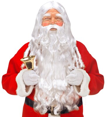 Dlouhá kudrnatá paruka, vousy a obočí Santa Clause