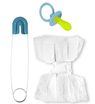 Modrý dětský set(plena,spona,dudlík)