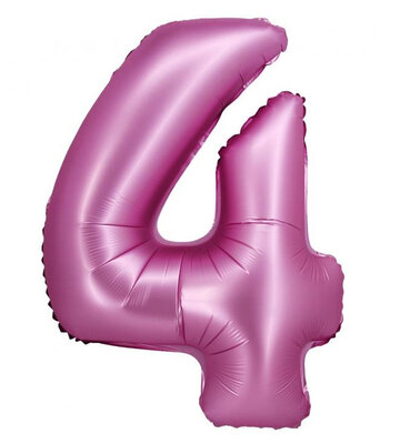 Fóliový balónek číslice čtyři růžový, 76 cm