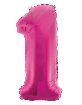 Fóliový balónek číslice jedna růžový, 35 cm