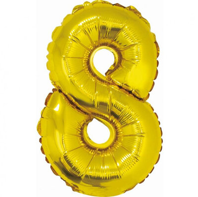 Fóliový balónek číslice osm zlatý, 35 cm