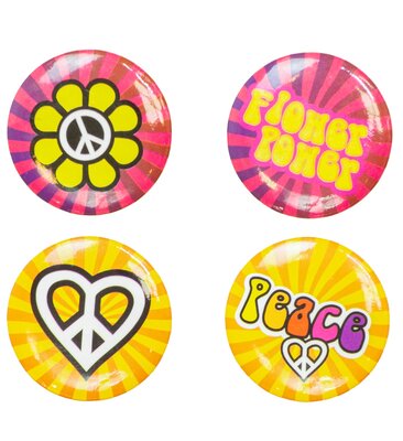 Sada 4 Hippie odznáčků