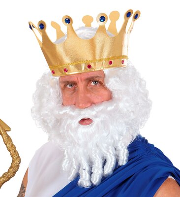 Bílá multicharakterová kudrnatá paruka a vousy