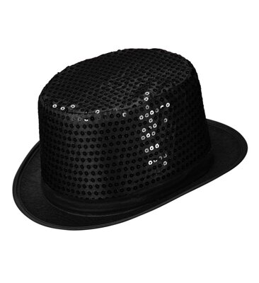 Černý flitrový klobouk