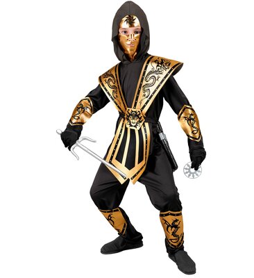Chlapecký kostým zlatý ninja bojovník