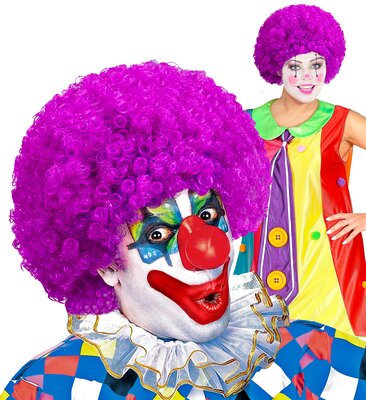 Fialová kudrnatá paruka klaun (šašek)