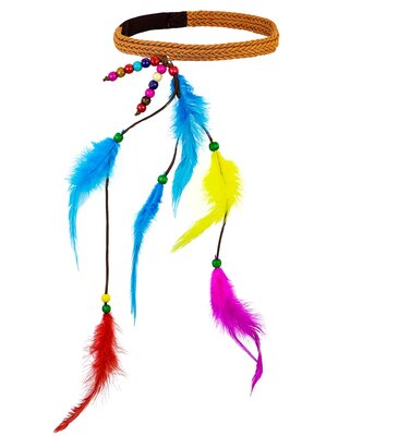 Hippie čelenka s různobarevným peřím