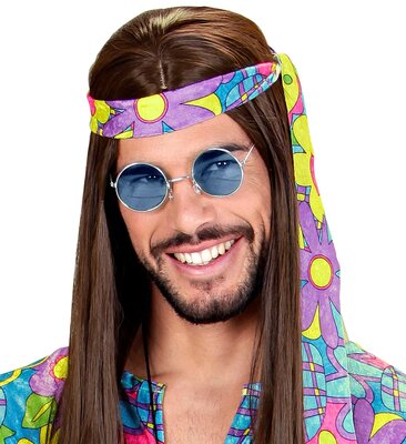 Modré kulaté hippie brýle "lenonky"