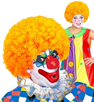 Oranžová kudrnatá paruka klaun (šašek)