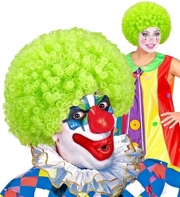 Zelená kudrnatá paruka klaun (šašek)