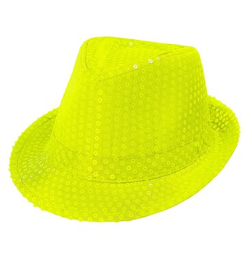 Žlutý flitrový klobouk 80. léta