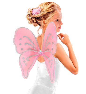 Růžová fantasy křídla 50x48 cm