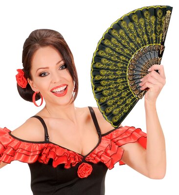 Vějíř se zlatou krajkou