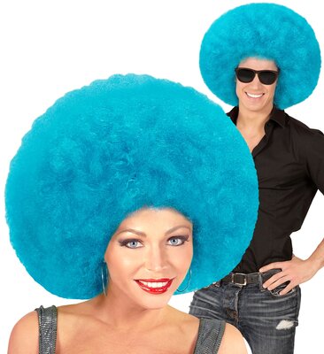 Oversize paruka azurově modré afro