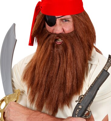 Pánská paruka s vousy pirát/jeskynní muž, hnědá