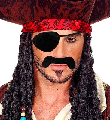 Samonalepovací pirátský knír se záslepkou