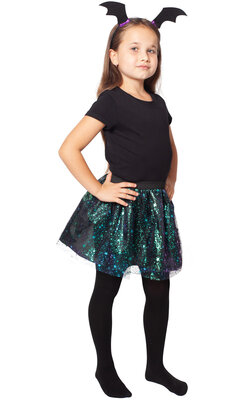Set čarodějnice se sukní tutu a čelenkou s netopýřími oušky (3-7 let)