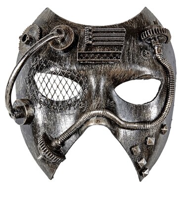 Stříbrná steampunk maska
