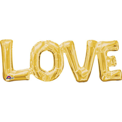 Zlatý fóliový balónek "love", 63 cm x 22 cm