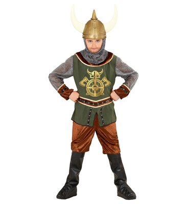 Chlapecký kostým viking (top, kalhoty, návleky na boty, kapuce)
