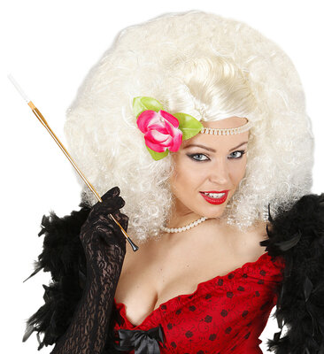 Dámská kabaretní paruka s květinou a perlami