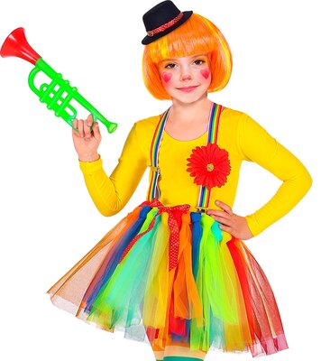 Dívčí kostým klauna (tutu sukně, spona s kytičkou, klobouček)