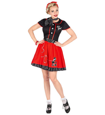 Dívčí šaty 50.léta (šaty s opaskem, šátek)