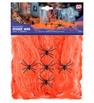 Oranžová pavučina s 5ti pavouky