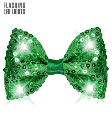 Zelený motýlek s flitry a 4 světýlky