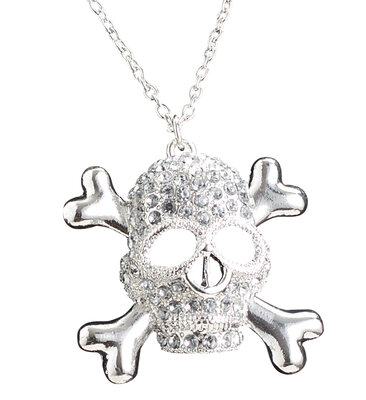 Stříbrný pirátský náhrdelník s lebkou