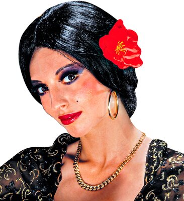 Dámská paruka Španělka s květinou
