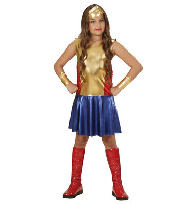 Dívčí kostým Wonder Woman (šaty, čelenka a manžety)