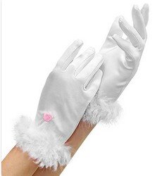 Dívčí bílé rukavičky s peřím, princezna