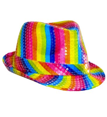Duhový klobouk s flitry